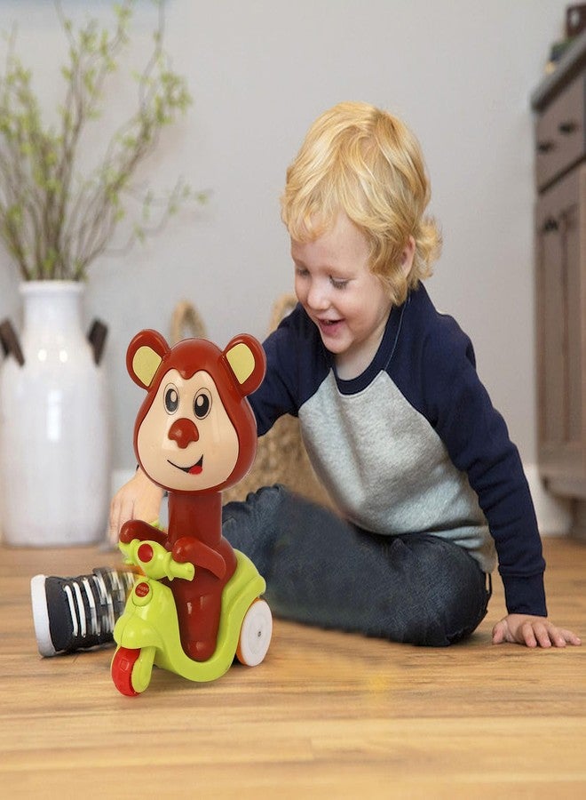 Asian Portable Plastic Monkey Press N Go Friction Scooter Toy | Cute Monkey Animal Vehicle for Kids | Press & Go Action Baby Toy for Toddlers 6 Months to 5 Years | Durable Push Car Toy - Image 5